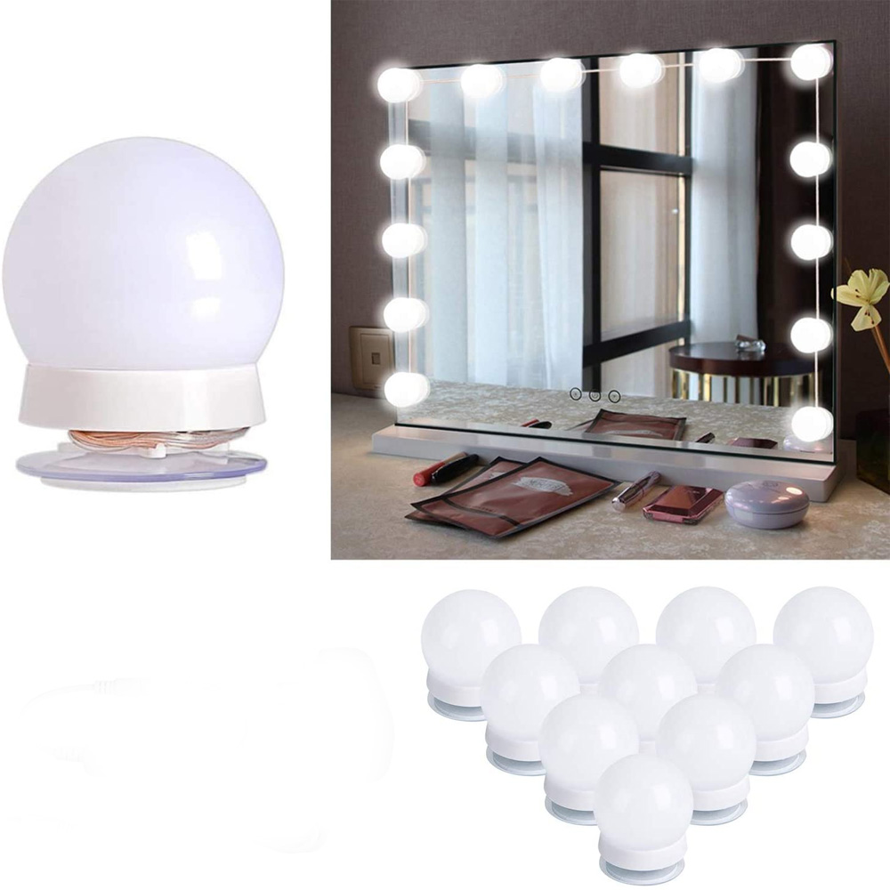 Premimum Quality Portable Super Bright Mirror Studio Glow 3 Mode Vanity Led Bulb White, Off White & Yellow With 10 Bulbs