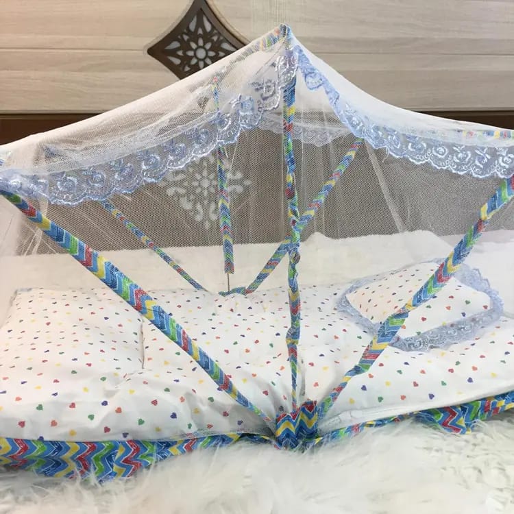 Merab Mall Baby Sleeping bag with net Safety Cover Baby Crib 0-1 Year Portable Folding Cots Foldable Net Infant Sleeping Bag - bistar - bed accessories , newborn bag, Carry Nest, Carrier With Head Pillow | Mosquito net New Born Net Gadda Set