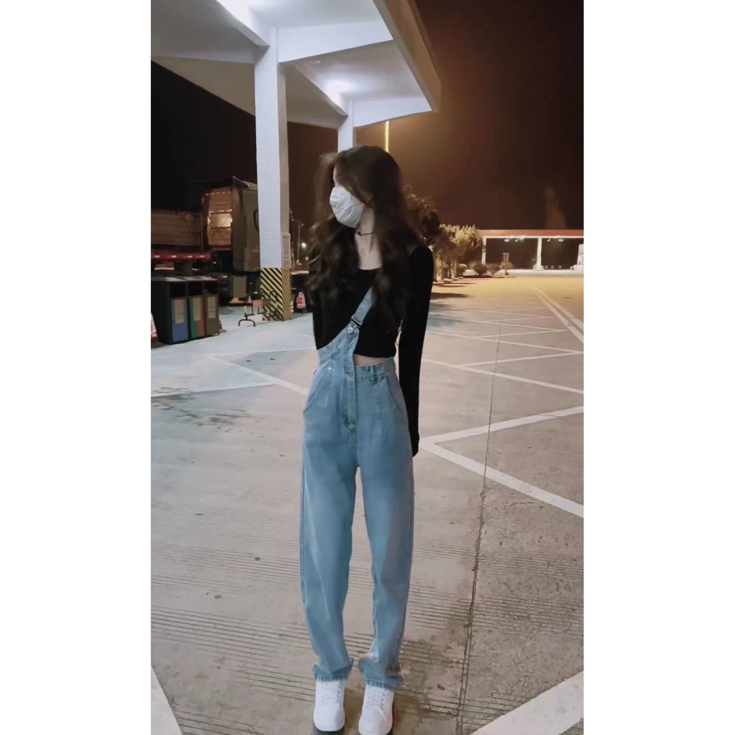 Waist Buckle One-Shoulder Denim 
