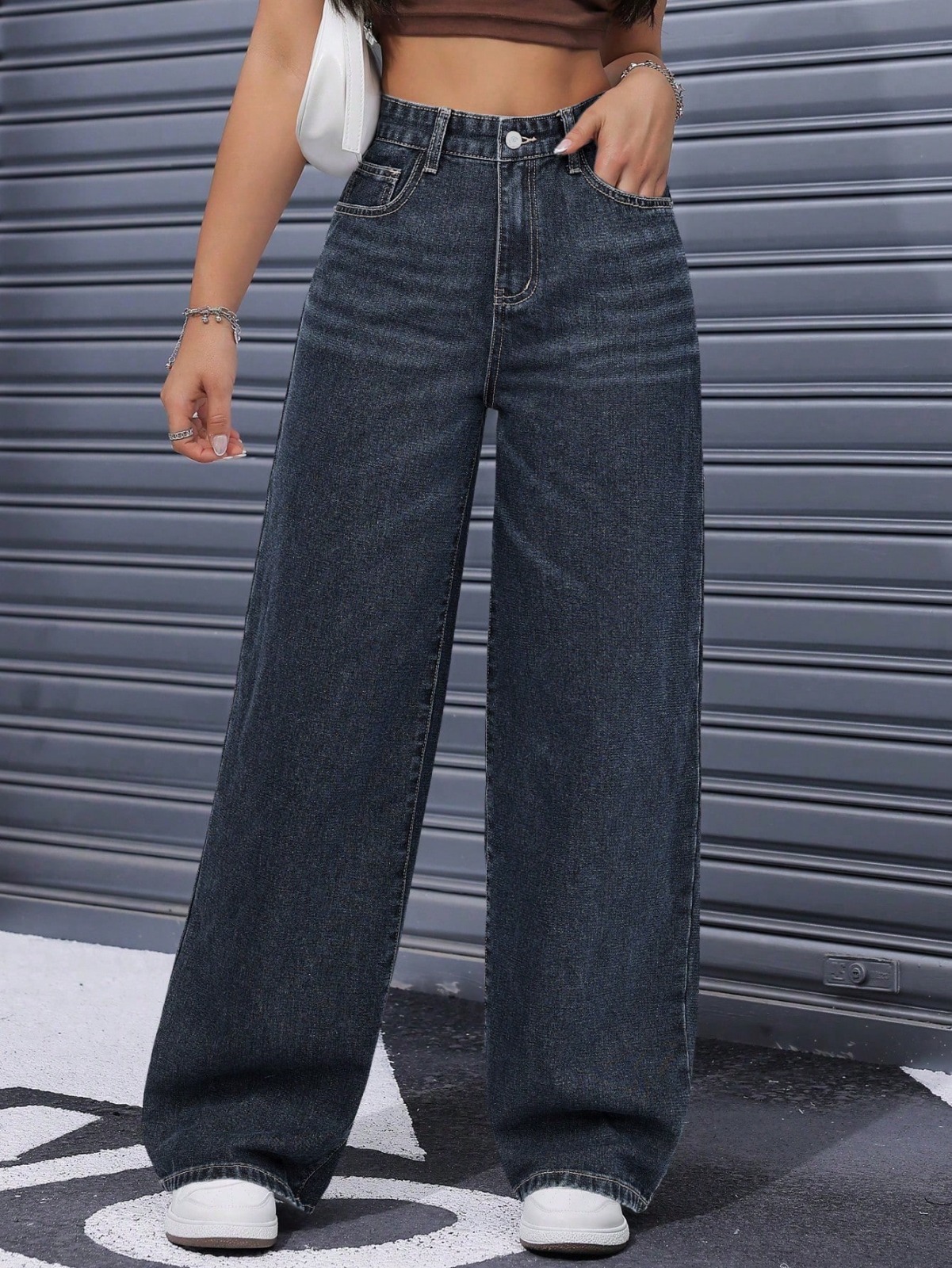 ZARA Denim jeans Wide Leg  Baggy Style Straight Pants For Women