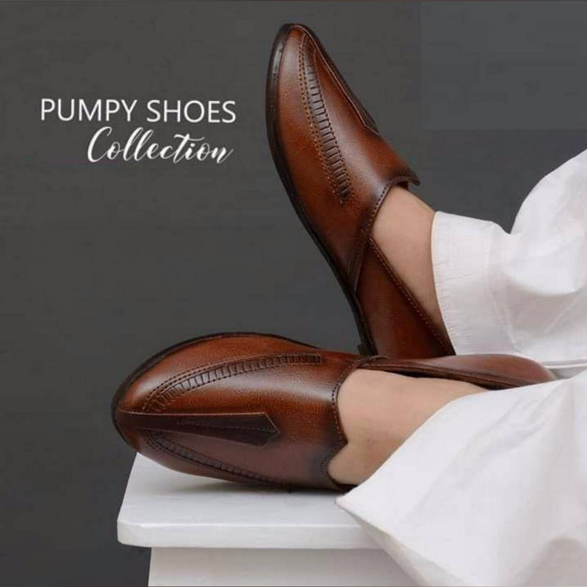 Men's Loafer Pump Shoes  - Shaded Brown