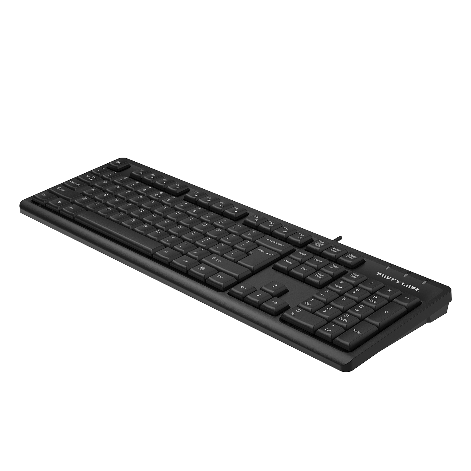 A4Tech FK12 Multimedia Wired Keyboard - Round-Square Keycaps - Waterproof Design - For PC/Laptop