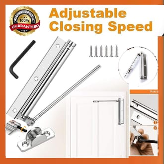 Adjustable Door Closer, Aluminum Alloy Automatic Door Closer, Spring Automatic Door Closing Device, Suitable For Many Types Of Door Hinge Household Automatic Door Spring for Fire Rated Door