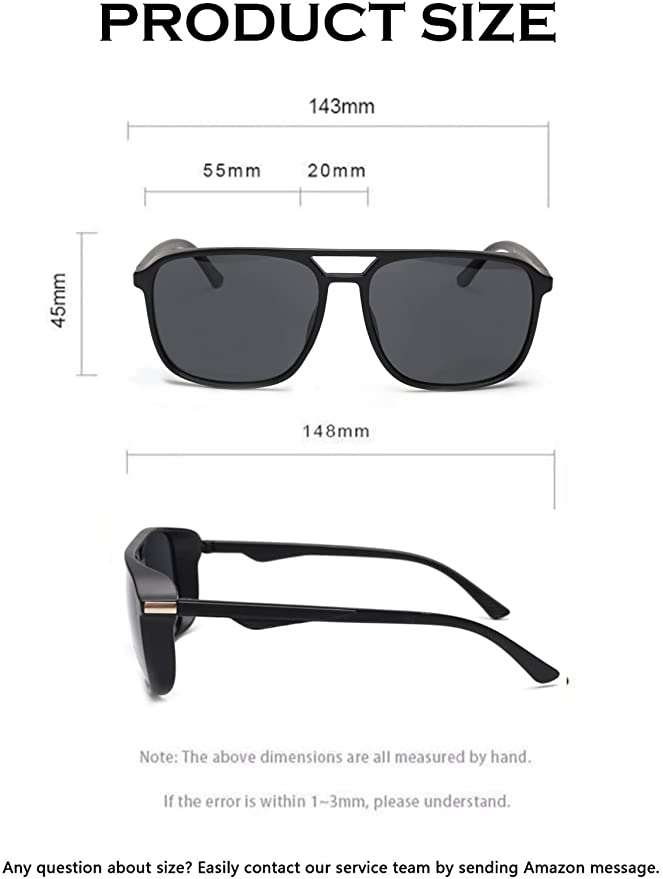 Sunglasses For Men Square Black Frame Black Lens With Box & Clean Cloth
