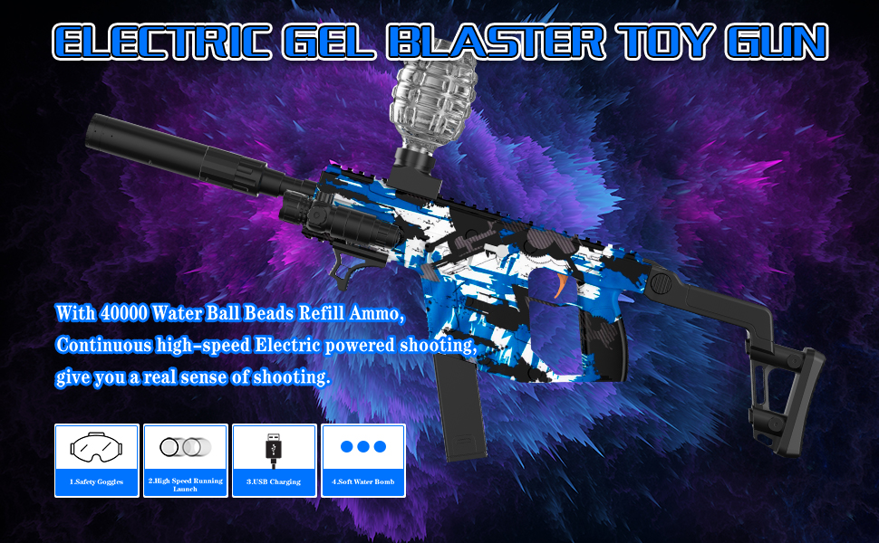 M13 BIG SIZE Gel Blaster Automatic Rechargeable Electric Machine ToyGun New Special Edition Trendy Toy For kids & Boys ToyGun with 1,000 Gel Ball Splatter Ball Blaster for Orbeez ToyGun Shooting Games Outdoor Activities-Boys and Girls Team Game