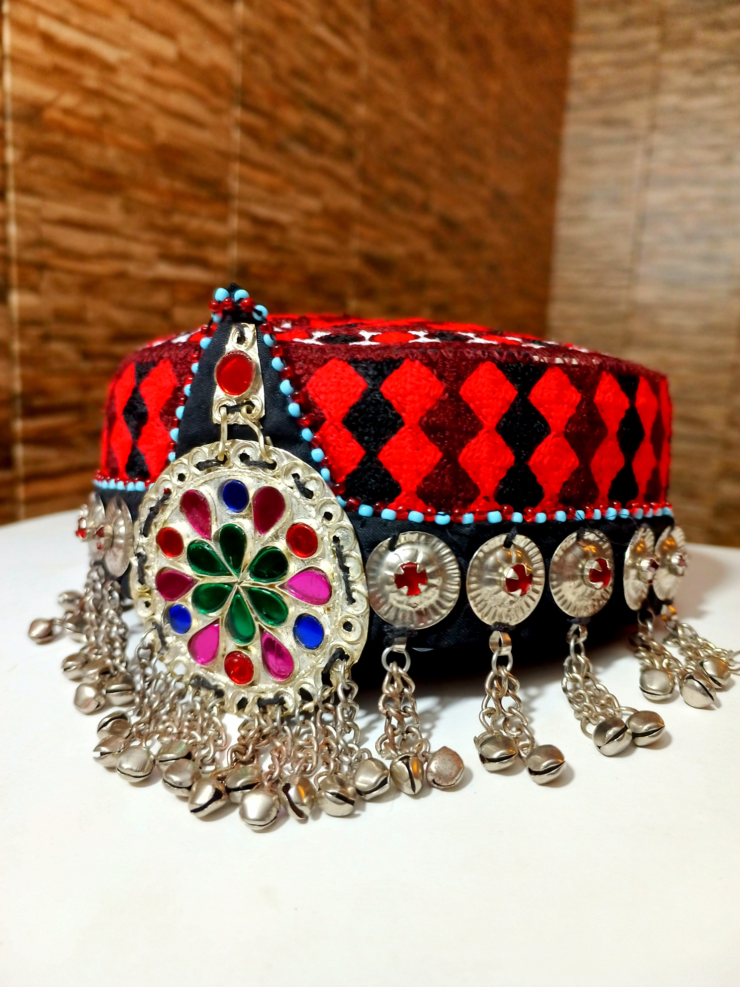 Halima Sultan style Handmade Cap for Women & Girls with Jewellery
