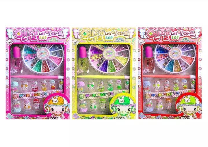 Beautiful Nail Kit With Colorful Design Nails and Glitter Nail Polish - J50900