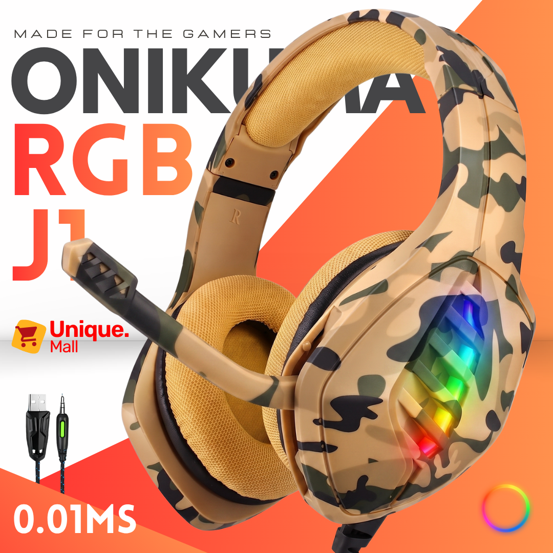 ➤ RGB Gaming Headphones with Mic Over Ear Gaming Headset  7.1 Surround Sound Deep Bass 3.5mm USB Wired Gaming Headset with Noise Cancelling Microphone LED Lights for PC Laptop Desktop PS4 PS5 Xbox Mobile Streamers – Unique Mall