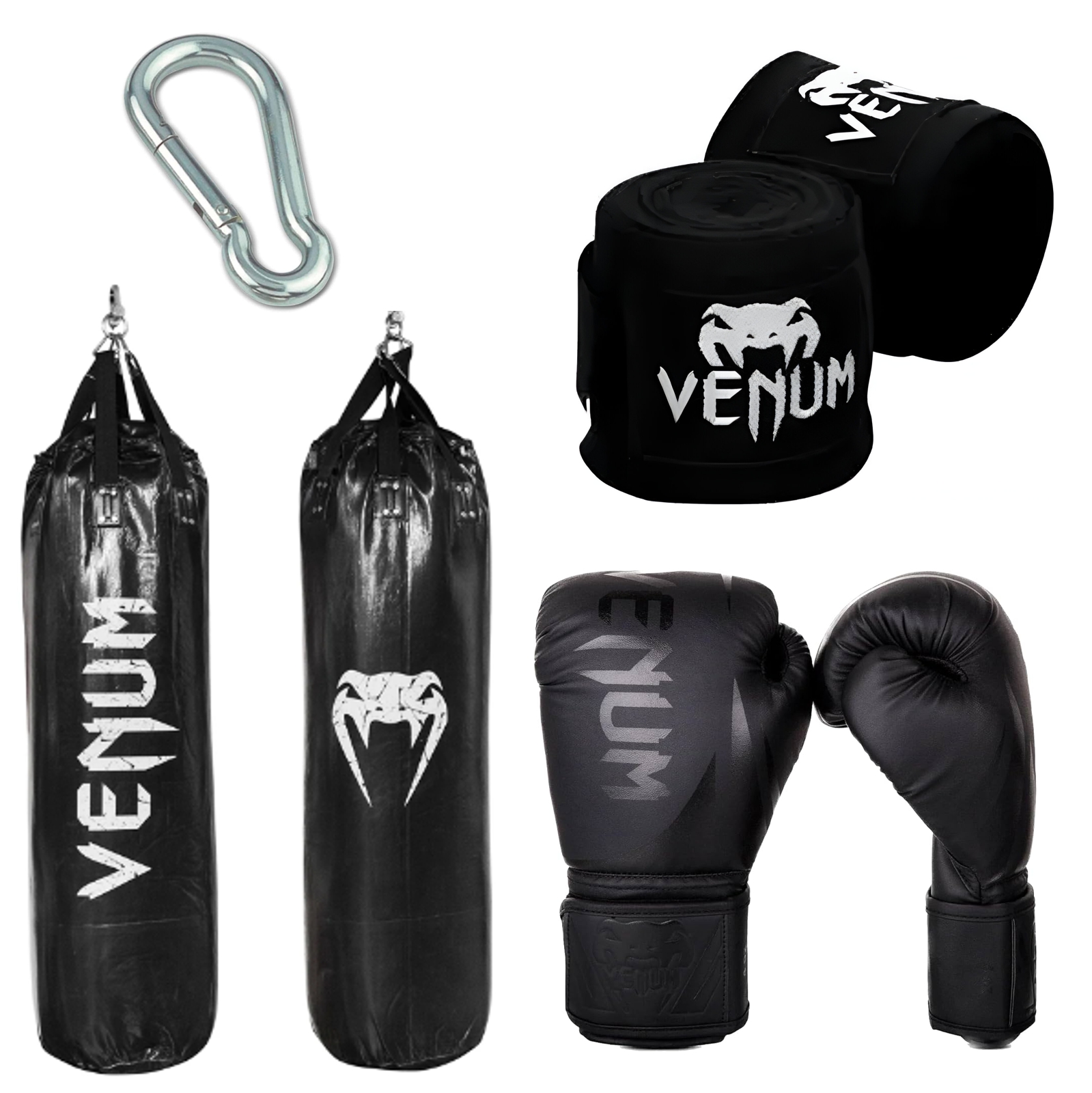 Ultimate Boxing Combo: Hanging Bag + Strong Chain, Gloves & Hand Wraps Included Boxing Training Set – Filled Punch Bag with Chain, Boxing Gloves & Hand Wraps for Fitness