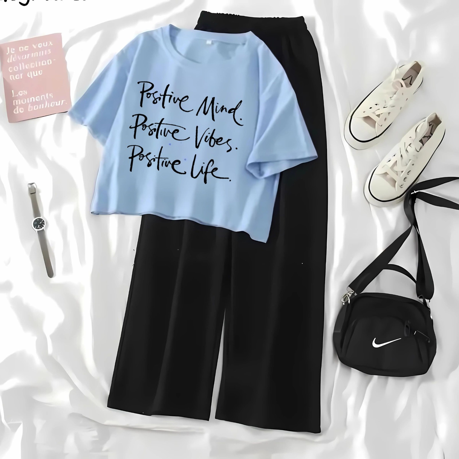 Soft and Comfortable Crop Top T-shirt with Flapper Trouser Combo for Women and Girls