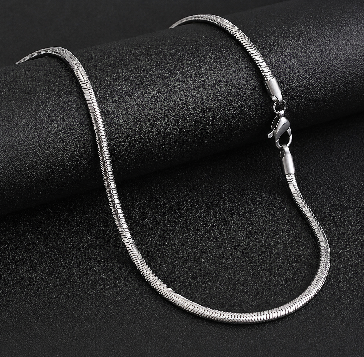Silver Color Snake Chain Necklace for Men – Stylish Stainless Steel Look Neck Chain for Boys
