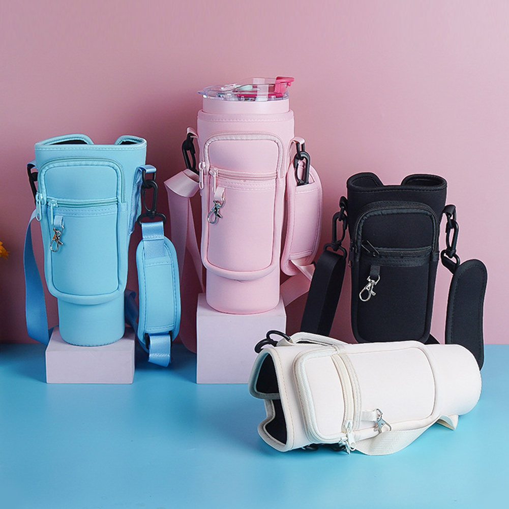 40Oz Water Bottle Carrier Bag With Phone Pocket For Stanley Quencher Cup With Handle Water Bottle Holder Pouch