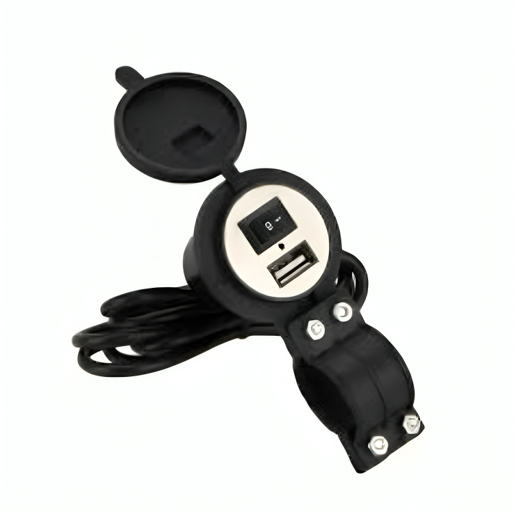 Water-Resistant USB Mobile Charger for Motorcycles & Two Wheelers | Handlebar Mount Charging Port for Smartphones | Fast Charging Bike USB Power Socket with Secure Mount for All Bikes & Scooters