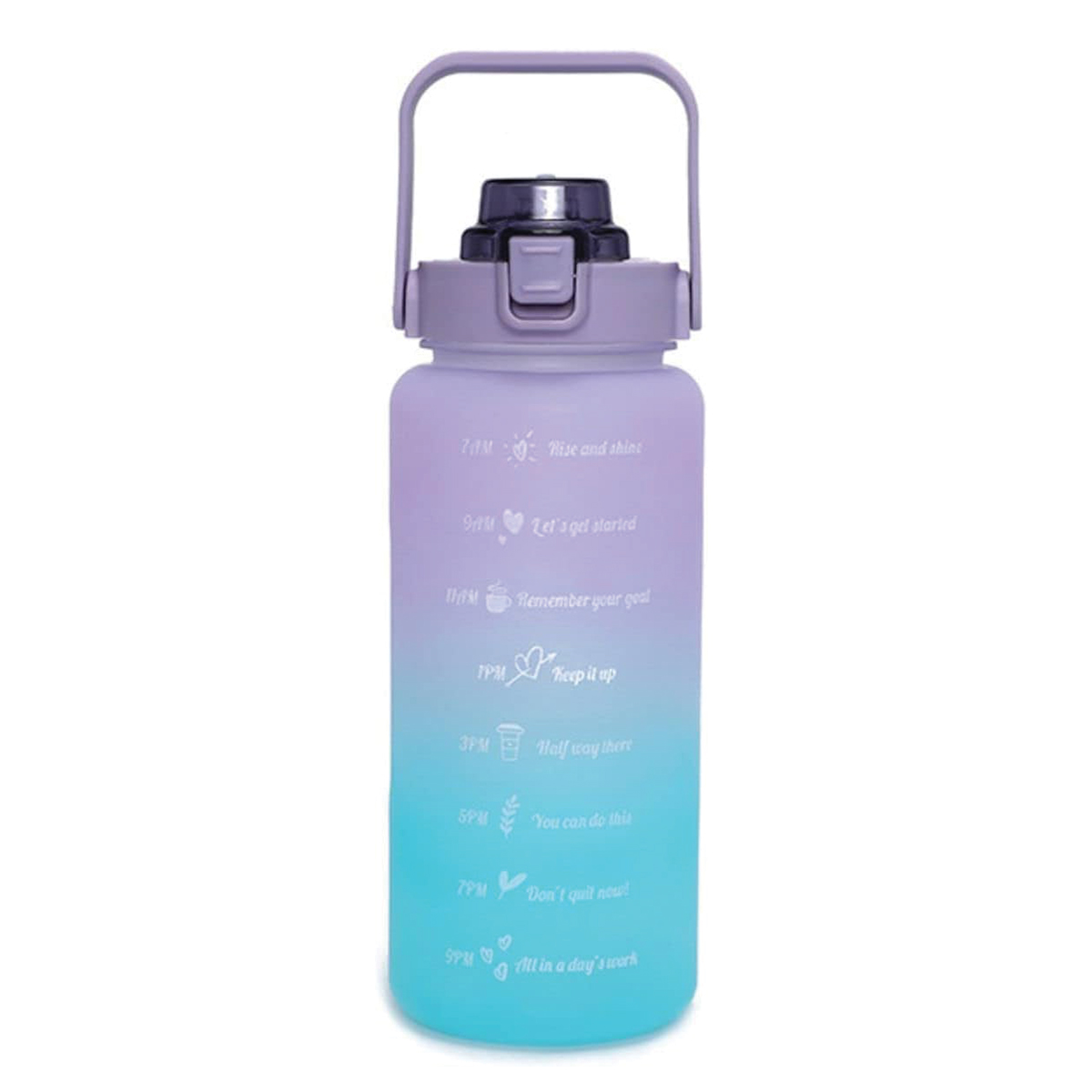 2000ml Motivational Water Bottle With Straw | 2L Gradient Color Drinking Water Bottle