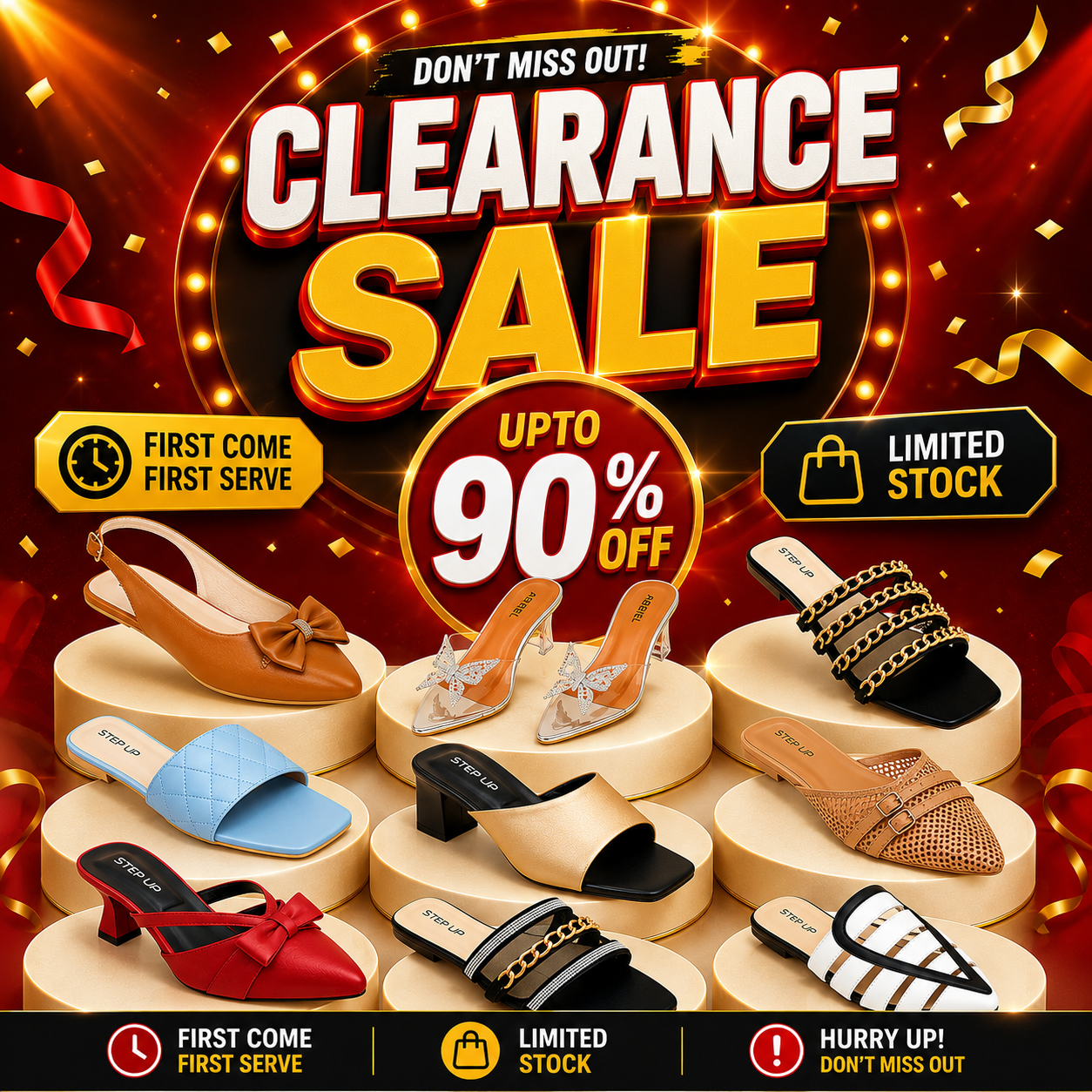 StepUp - Clearance Sale - Women’s Stylish Flats & Heels Collection – Trendy Party Wear, Casual Slip-ons & Fancy Sandals