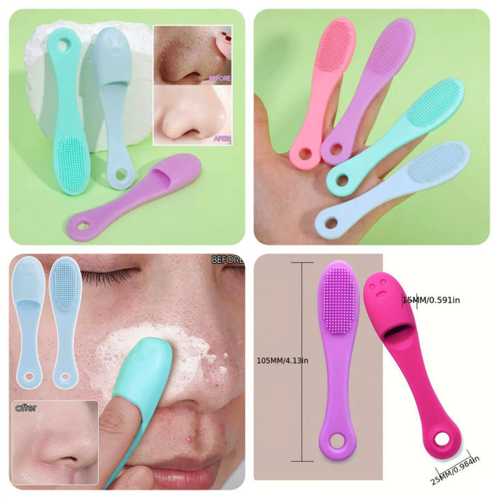 Silicone Nose Brush Facial Pore Cleaner Portable Blackhead Double-sided Massage Brushes Beauty Cleaning Tool Facial Nasal Scrub 1/2/3/ pec