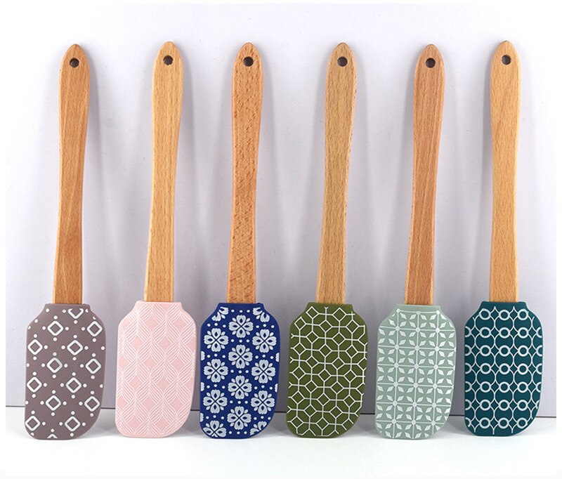 Geometric Silicone Spatula Cake Scraper Cream Mixing Spatula Kitchen Gadgets Heat-Resistant Utensils Cake Brush Kitchen Tools