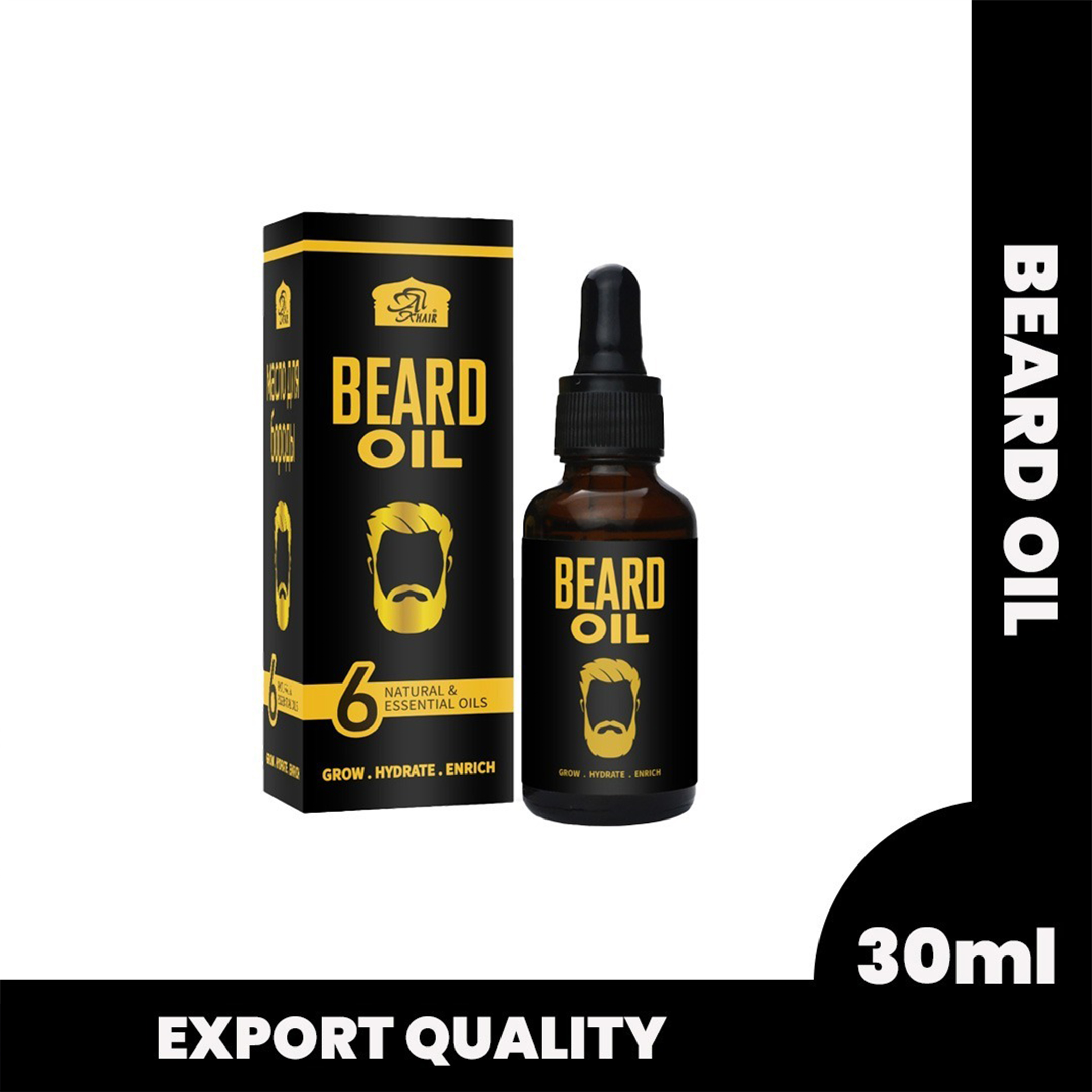 Al Khair Beard Oil | 30ml | 6 Natural & Essential Oils for Growth | Hydration & Enrichment