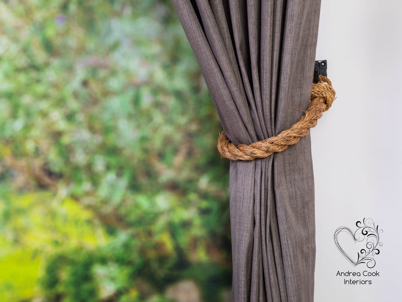 "Handmade Jute Rope Curtain Holder – 18 Inches | Rustic Tieback for Boho & Natural Home Decor"