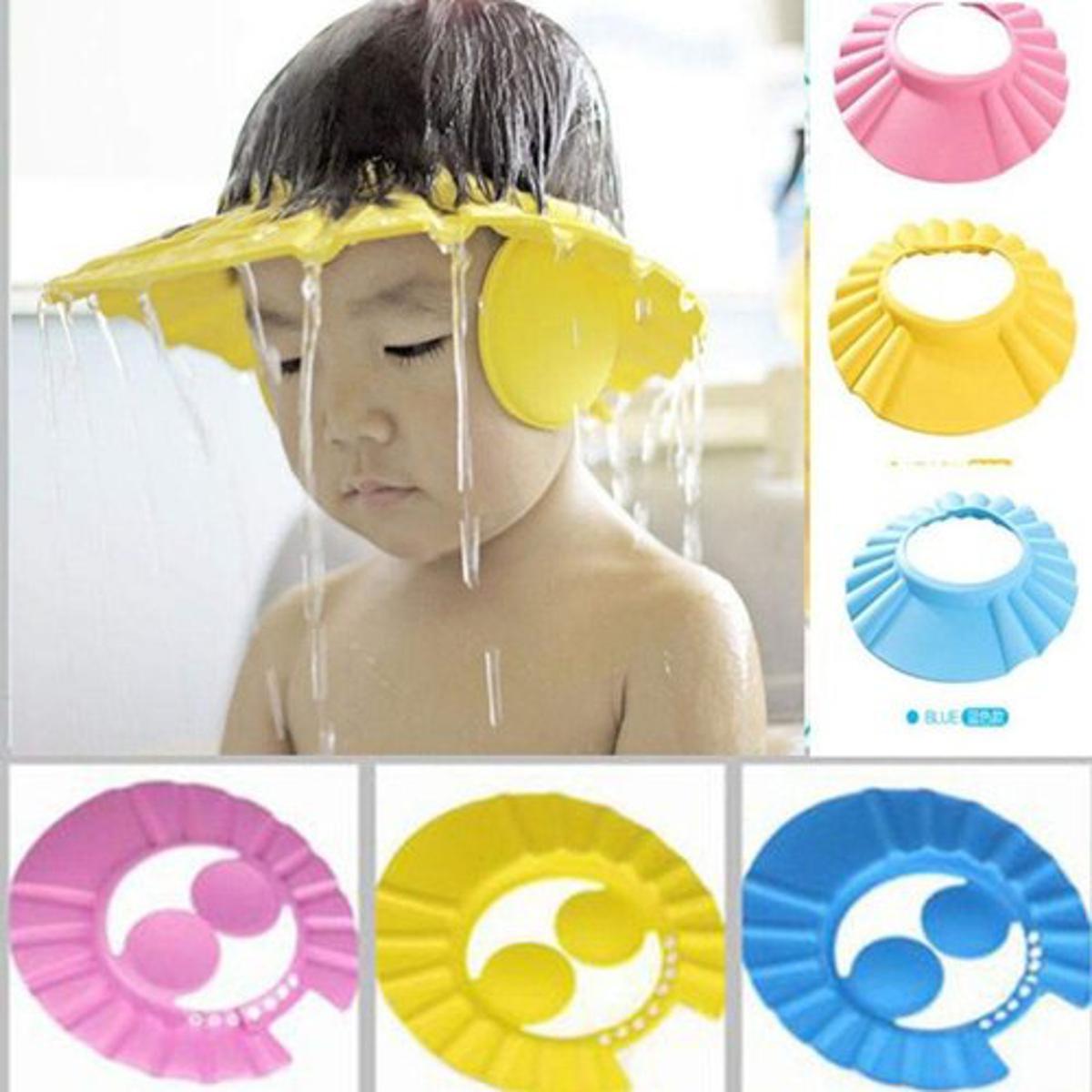 [High Quality] Baby Shower Cap Adjustable Hair Wash Hat for kids Ear Protection
