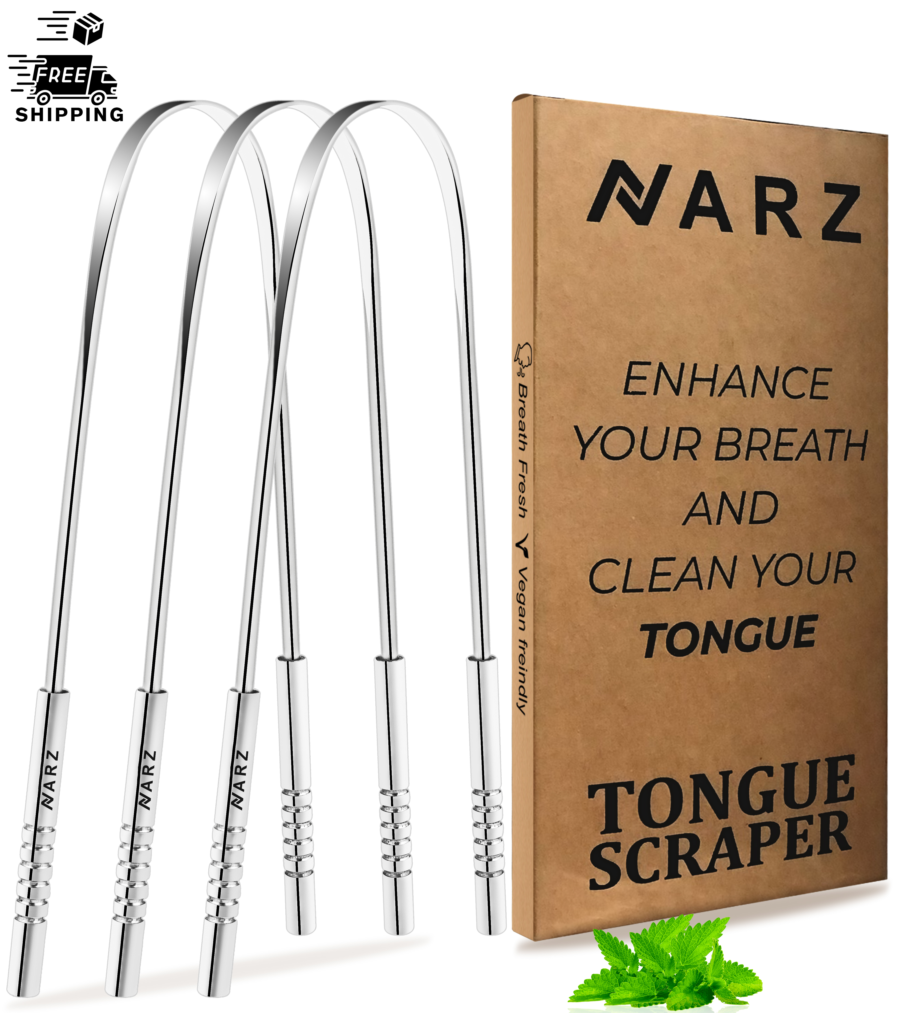 Dealspo NARZ Tongue Scraper Stainless Steel Tongue Cleaner Bad Breath Treatment Restore Fresh Breath Improve Taste And Oral Health Suitable For Men And Women Personal Hygiene