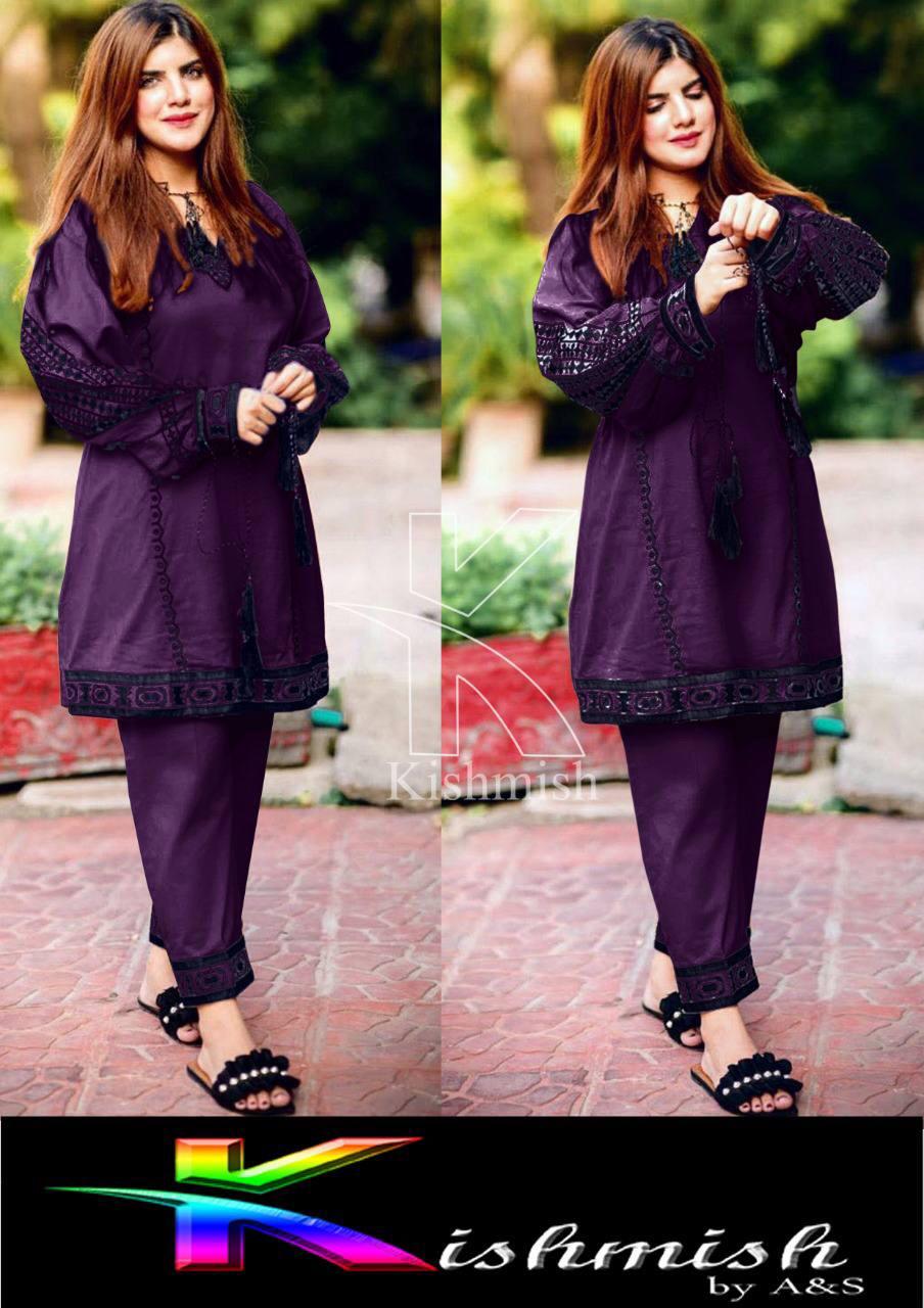 2 Pcs Boski Lilan Embroidered Salwar 