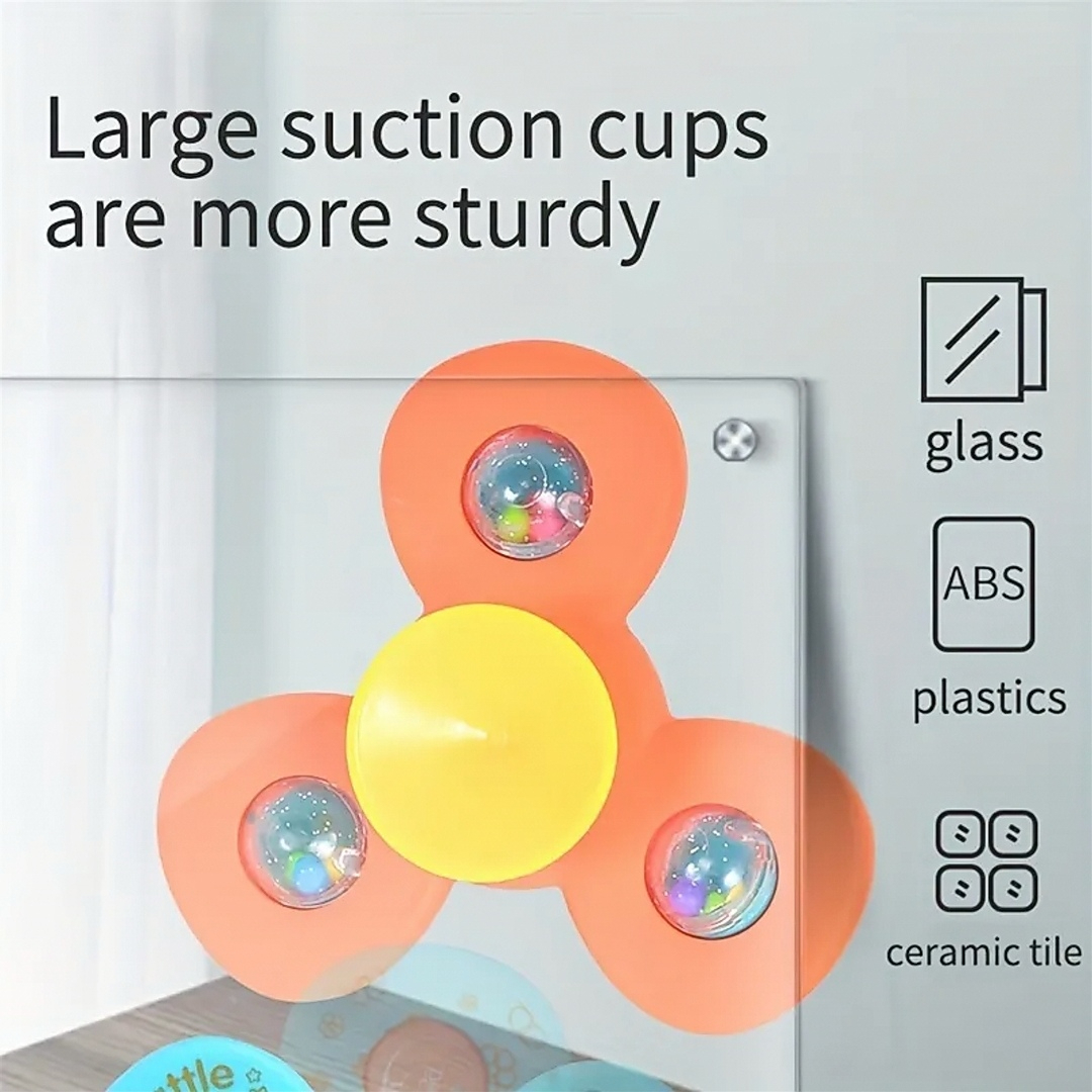 3 Pcs Baby Rattles Set, With Suction Cup Spinner Toy, Suitable For Travel, Dining Table & Bathroom