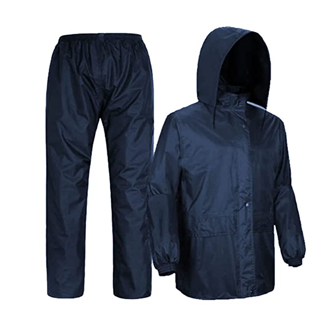 Rain Suit for Men / Suit For Bike Waterproof Raincoat with Pants Parachute Fabric FOG SUIT Moisture proof rainwear, Lightweight 2 Pieces Hooded Coat and Trouser, With Cap For Men And Woman fully Protector for Outdoor Activities.