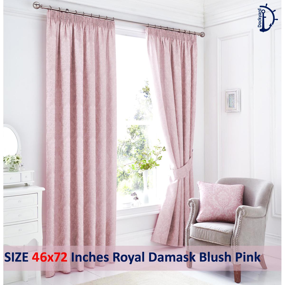 Royal Damask Jacquard Curtains  Blush Pink Curtains for room  Set of 2 with FREE Tie Back