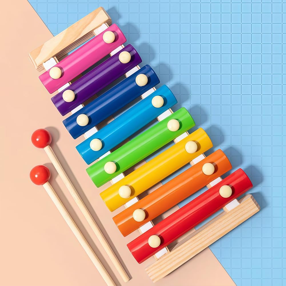 Wooden Xylophone for Kids – Musical Instrument Toy with Colorful Keys & Mallets, Montessori Sound Learning Toy (2025-40)