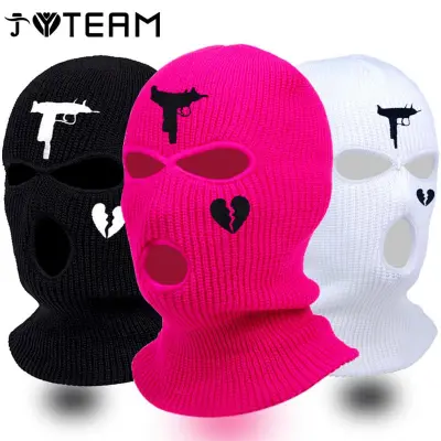 1Pc Embroidery Balaclava Face Mask Broken heart 3-Hole for Cold