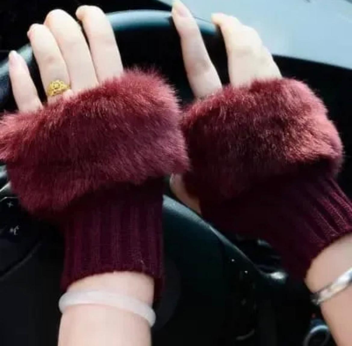 Women Girls Winter Wool Knit Gloves Warm Fingerless Gloves Mitten Crochet Thumbhole Arm Wrist Ultra Soft
