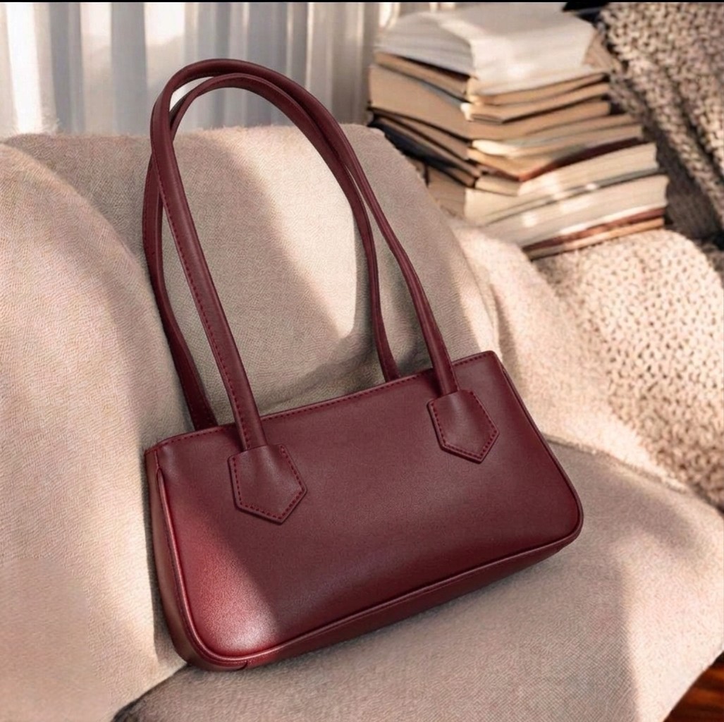 Premium Leather Shoulder Bag for Women - Fashionable Solid Color Underarm Bag & Elegant Handbag, Stylish Ladies Classic Evening Tote Purse