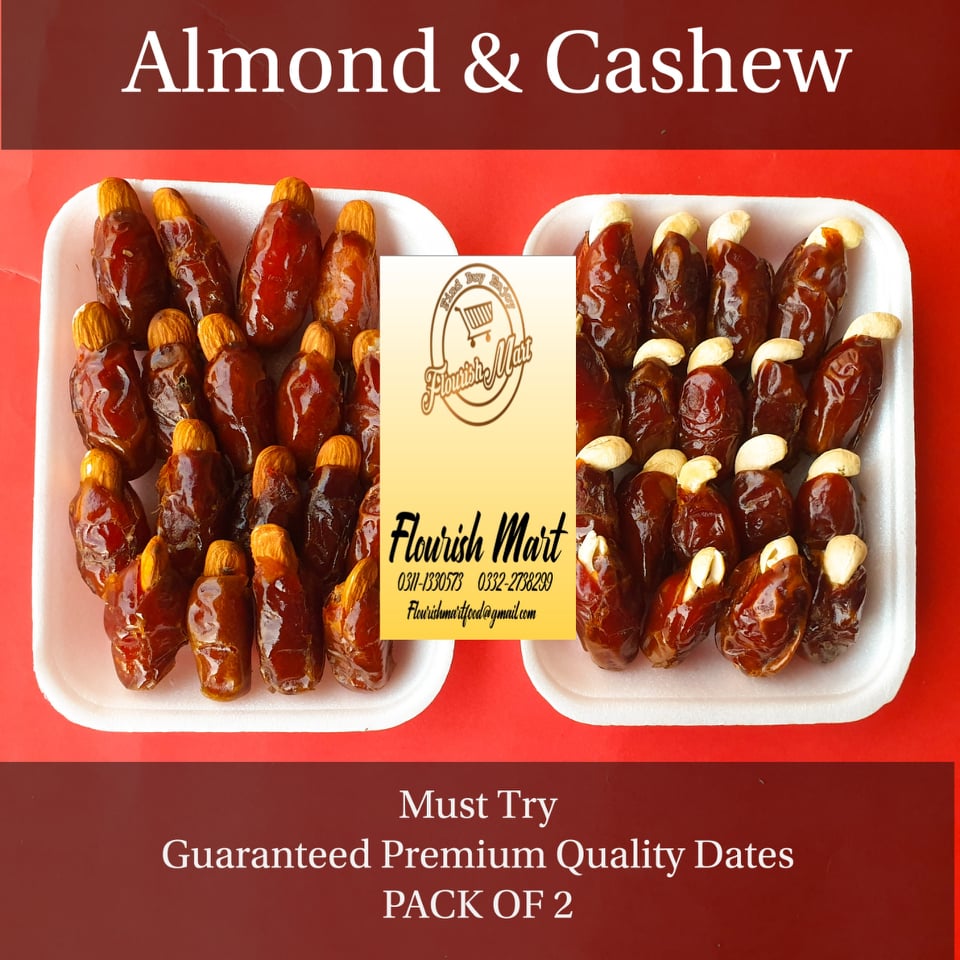 Pack Of 2 Badam And Kaju Khajoor (almond And Cashew Nut Dates) Tray