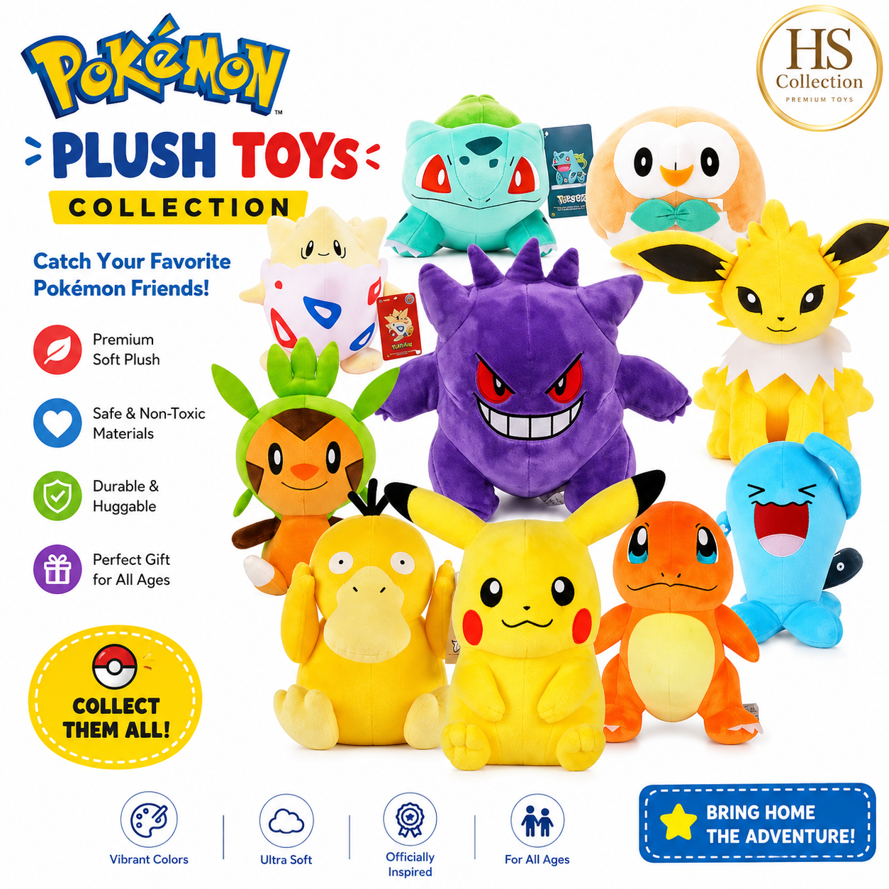 Pokemon Pikachu Plush Toy for Kids | Soft Stuffed Animal Doll | Cute Cuddly Cartoon Plush | Premium Quality Gift