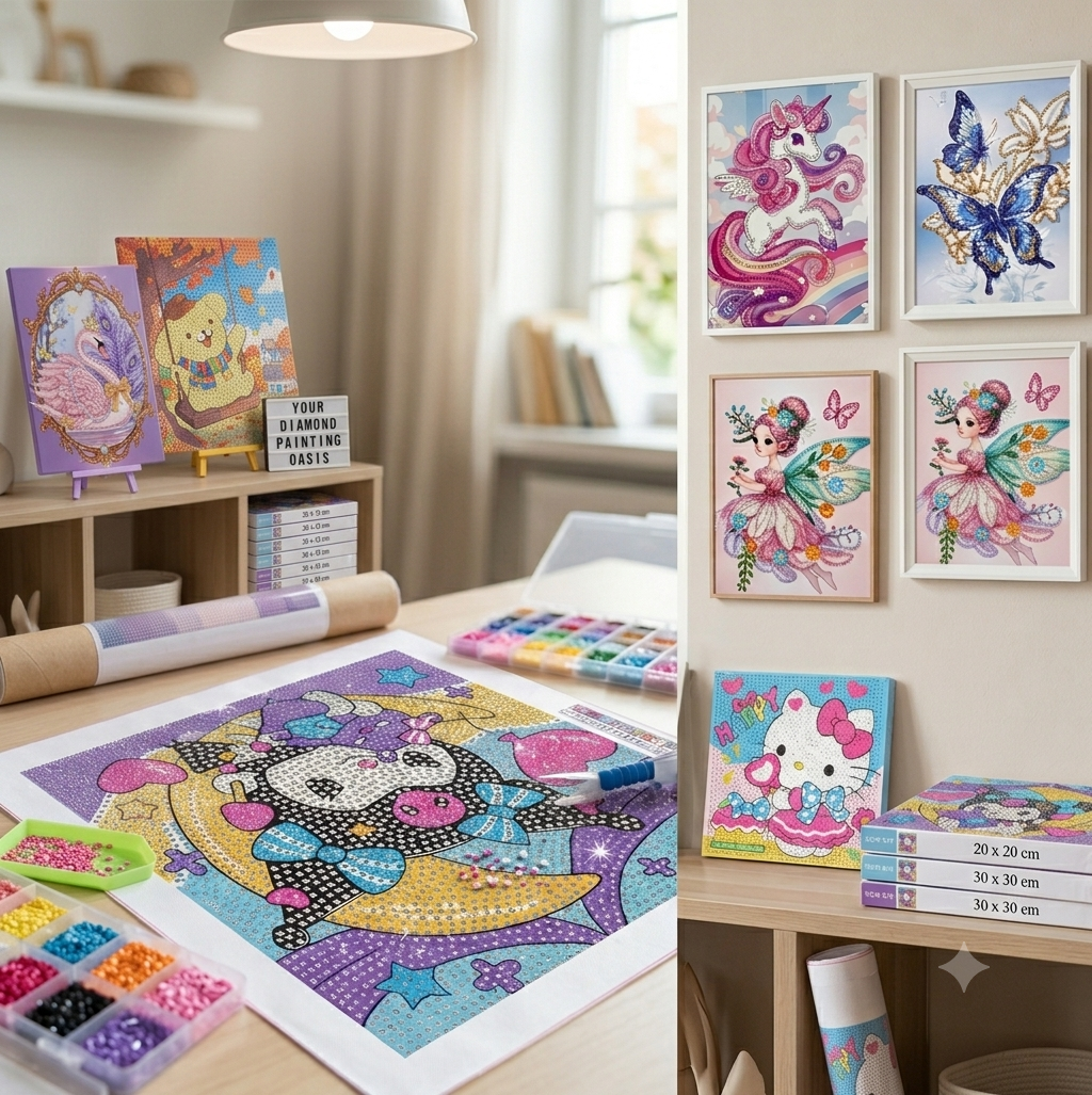 New Kids Diamond Painting Kit with Frame - Unisex Craft Art Set for Girls & Boys, Fun DIY Hobby & Hobby Gift for Ages 6+