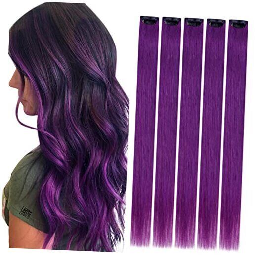 5Pcs Dark Purple Shade Hair Clips Extension