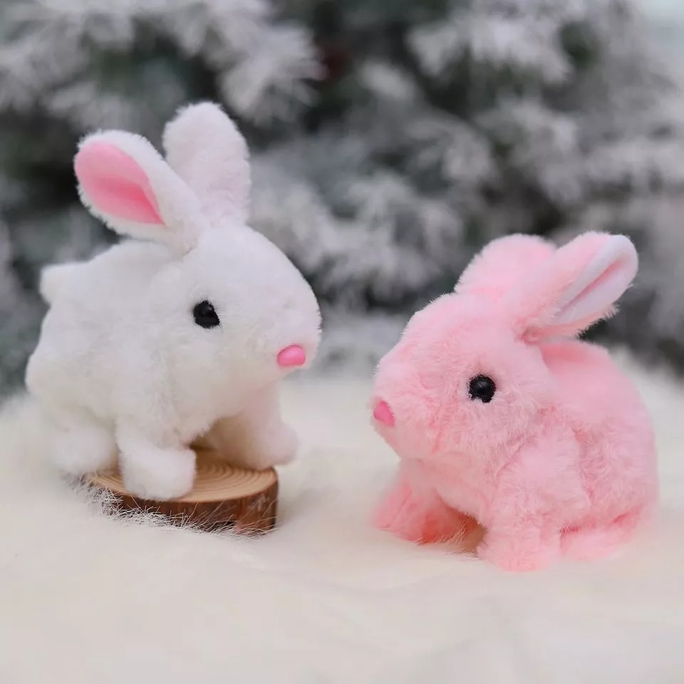 Electronic Plush Rabbit Toy Robot Bunny Walking Jumping Running Animal Shake Ears Cute Electric Pet for Kids Birthday Gifts