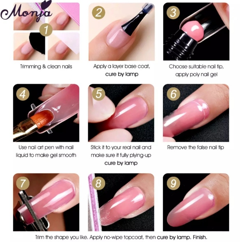 Pearlin 8Pcs/Set Nail Art UV Quick Extension Nail Kit Glitter Poly UV Builder Gel Nail Tip Color Nail Tip French Nail Tip Form DIY Manicure Tool Set
