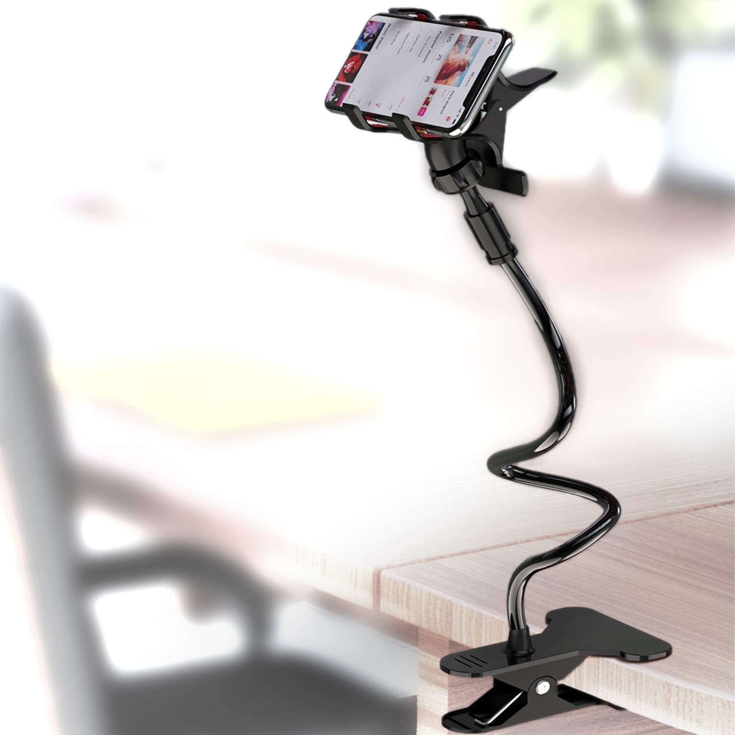 Mobile Stand Holder Metal Built - Cell Phone Stand Perfect for Video Table Online Class Home Bed Flexible Charging Hand Bike Movie Office Gift Desktop Heavy Duty Lazy Mount Multi Angle Clamp