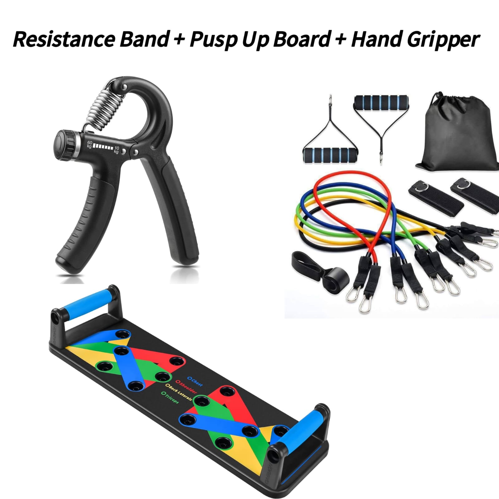 Multifunctional Pushup Board - 12 in 1 Body Building Push Up Rack - Adjustable Hand Gripper for Forearm Strength - 11Pcs Resistance Bands Set - Best Home Workout Equipment - Home Gym Combo - Fitness Equipment - Exercise Kit