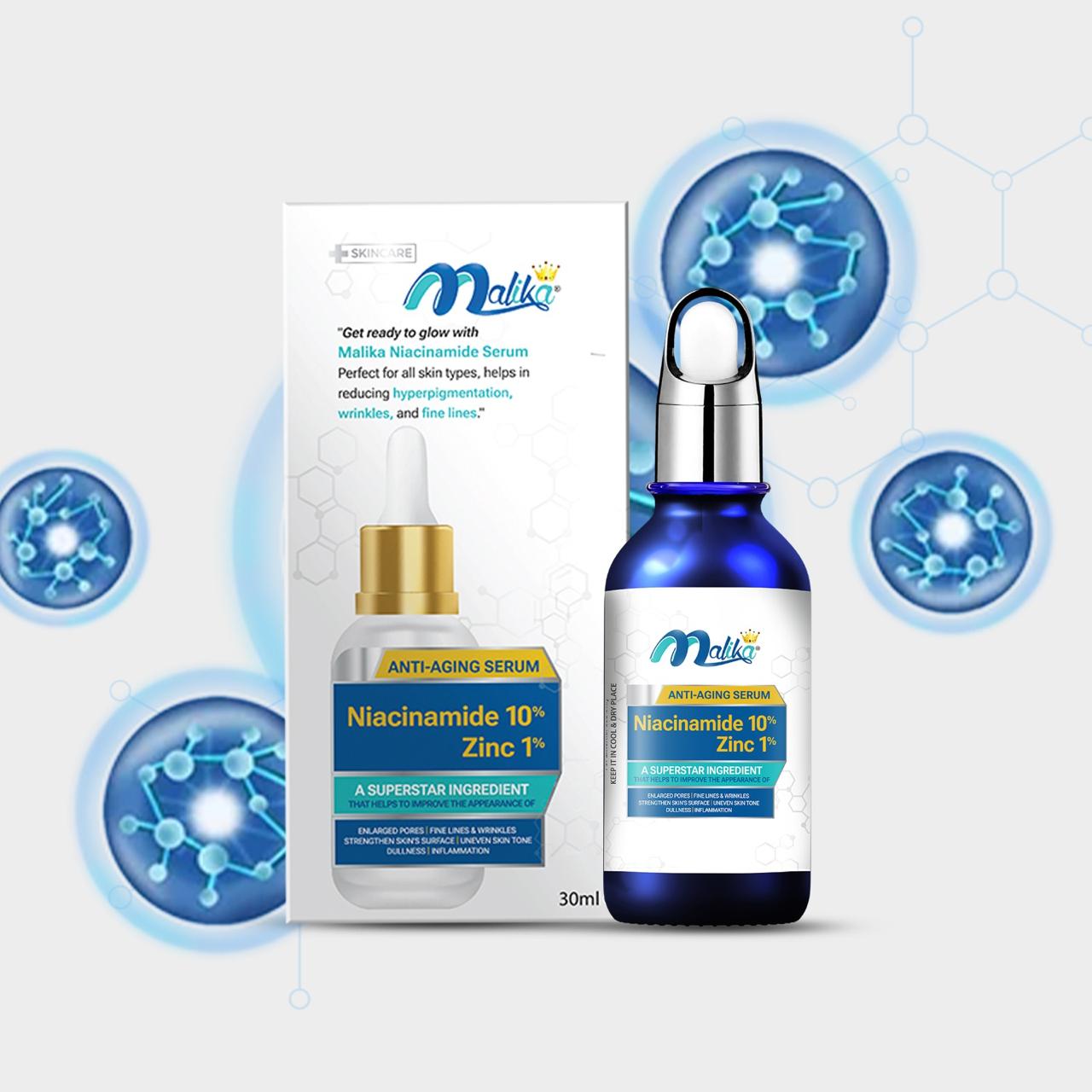 Malika Niacinamide 10% + Zinc 1% Serum - Whitening Serum - Skin Brightening Serum - Skin Texture Restoration And Anti Wrinkle Serum - Serum - Skin Brightening - Body Serum - Kass Cosmetics
