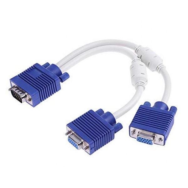 VGA Splitter Cable Y Splitter VGA Cable Male to Female, 15Pin VGA Male to  Dual VGA Female Monitor Y Adapter Splitter Video Cable, VGA Splitter