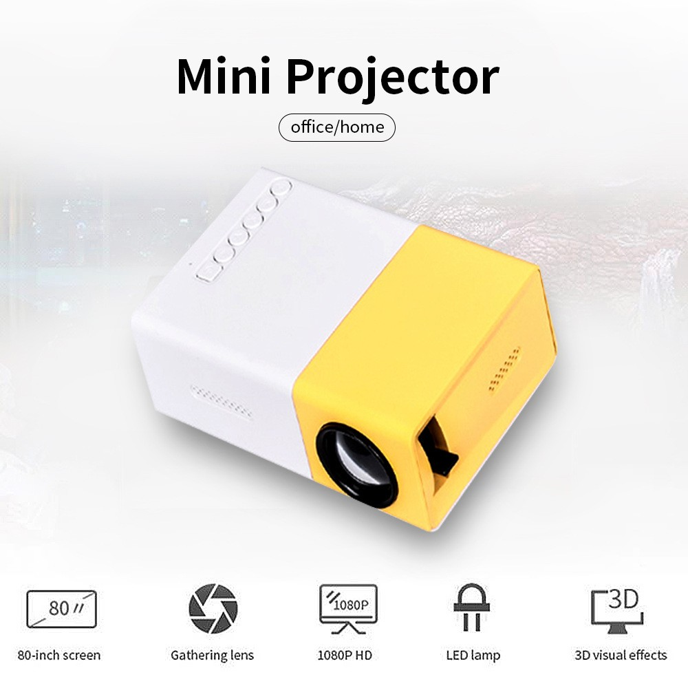 Tabish Trader Mini Portable Projector - HD 1080P Supported - LED Pocket Projector for Home Theater & Outdoor Movies - Multimedia Video Player - Compatible with HDMI, USB, AV & Smartphone