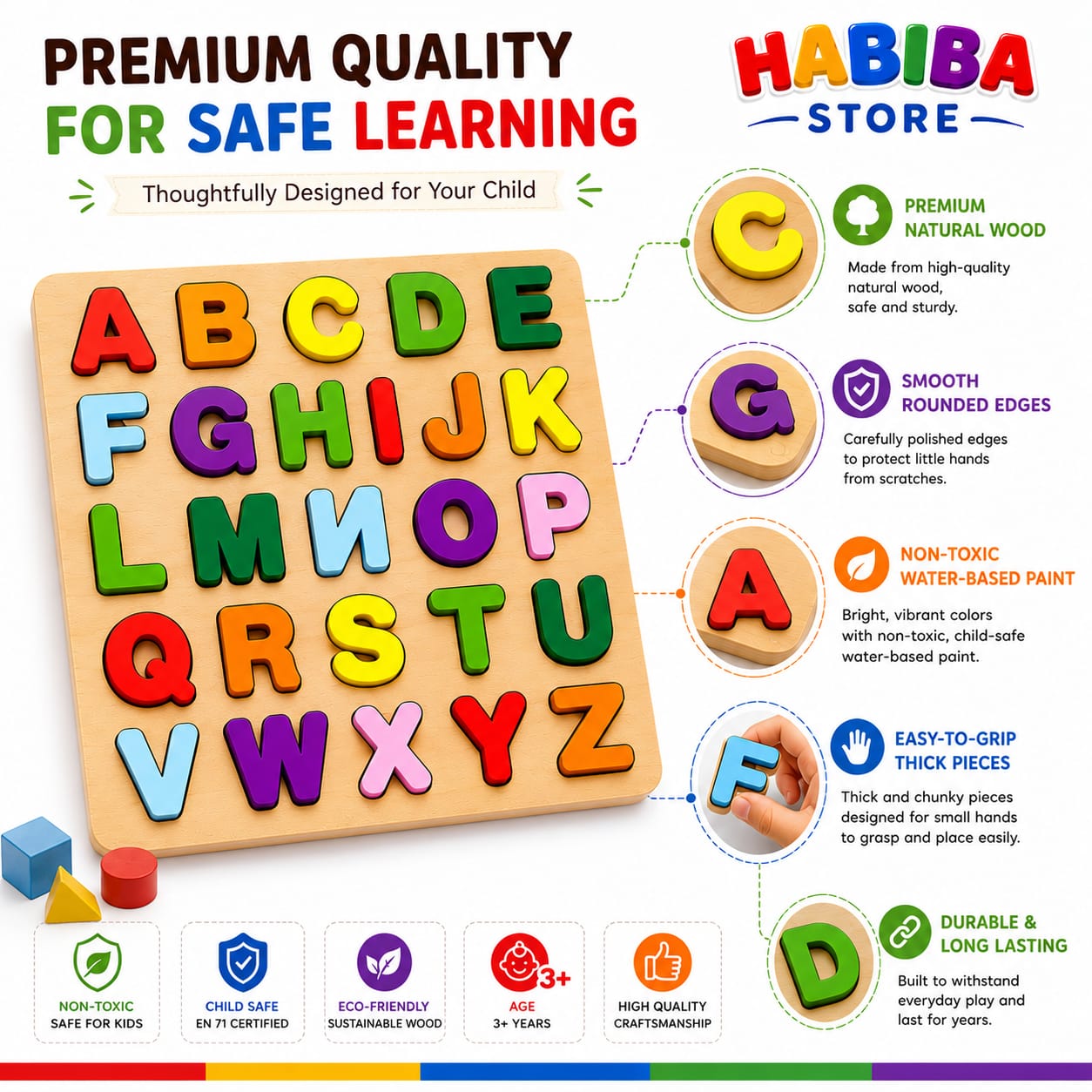 Educational learning letters numbers toy Alphabet Wooden Puzzle wooden matching game kids puzzle wooden boards