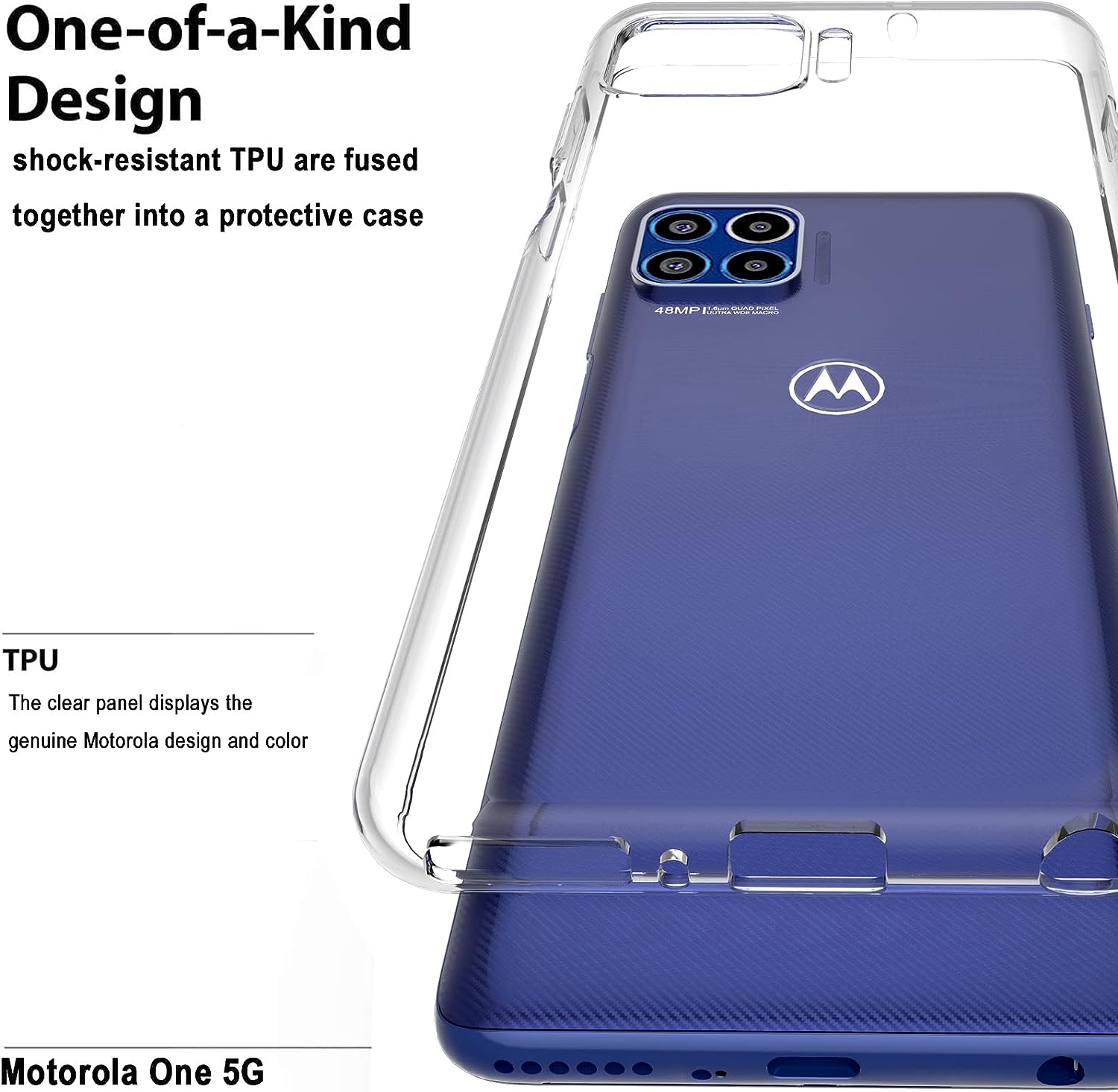 REY Cover Trasparente In Gel TPU Per Motorola Moto G 5G E One 5G Ace – Morbida E Ultra Sottile - 3