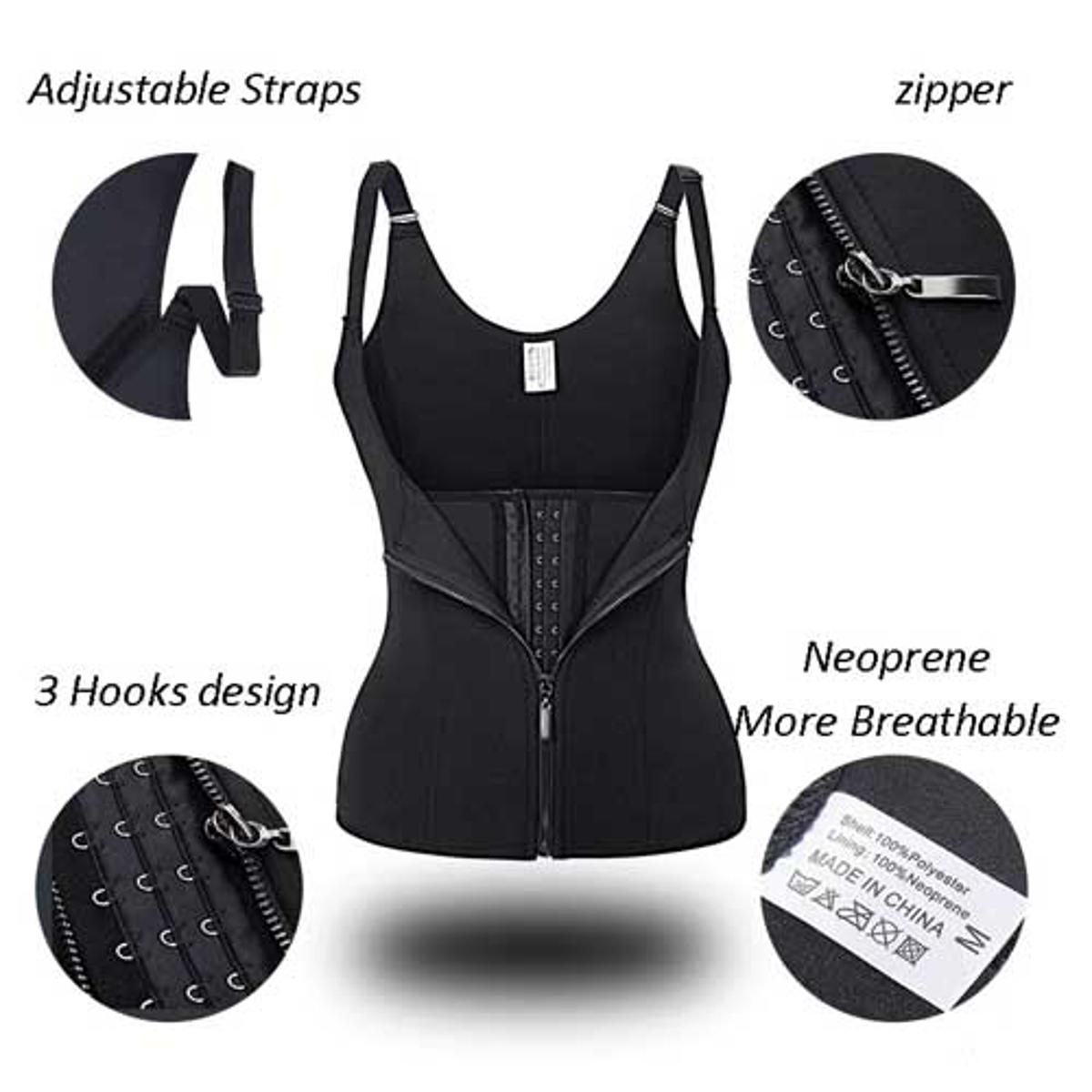 Adjustable Shoulder Zipper Sweat Body Shaper Women Slimming Vest
