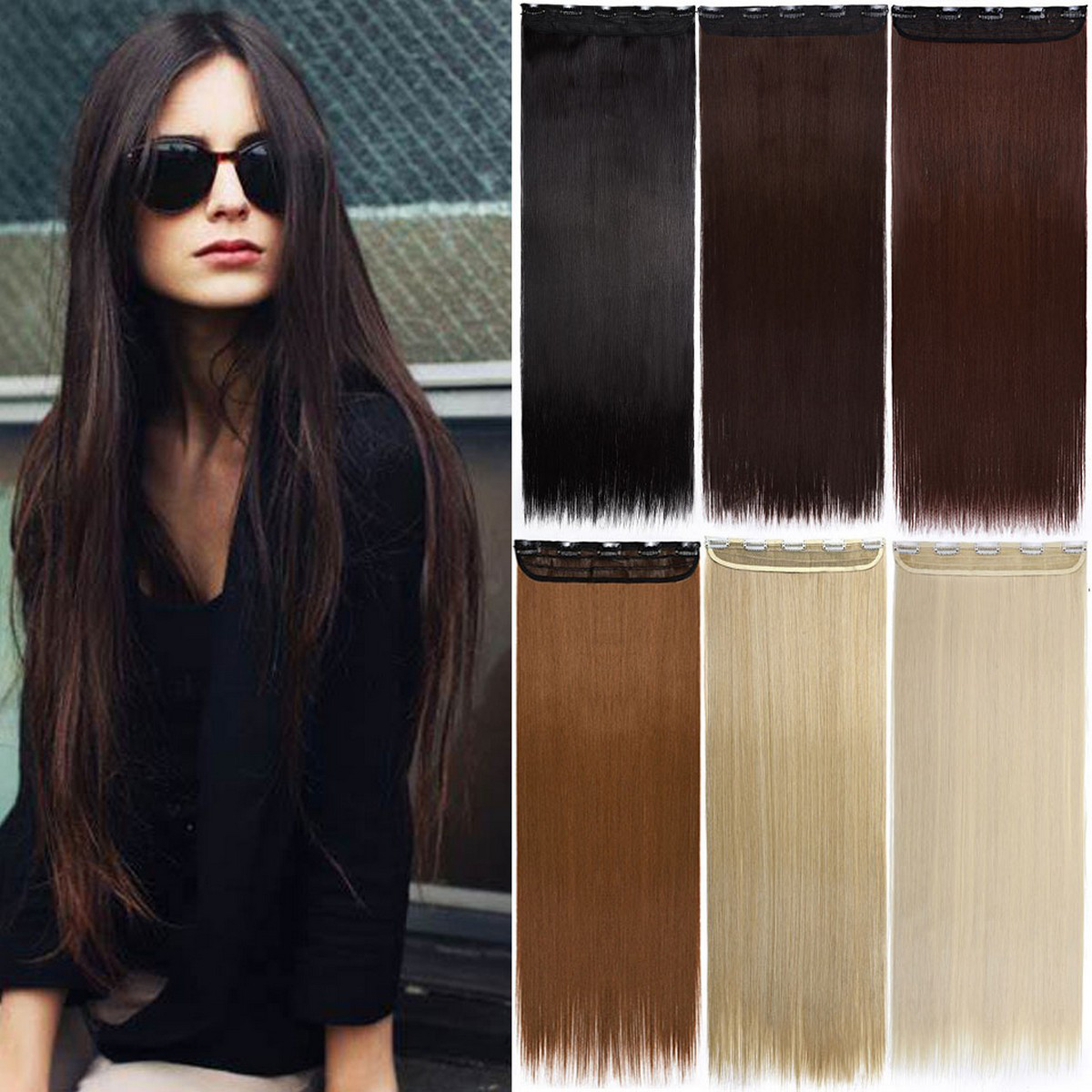 New 28 inches long  Hair Extension with 5 clips - natural Hair Look