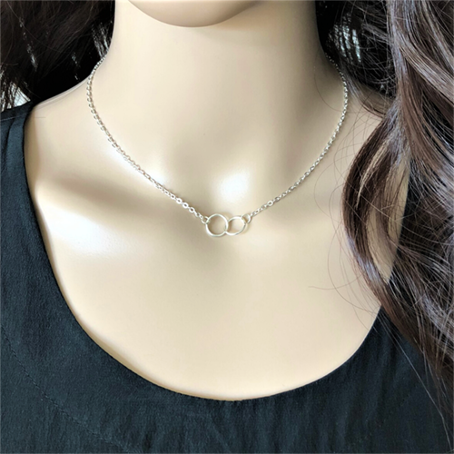 Silver/Golden Simple Double Ring Pendant Necklace/Chocker for Girls/Women