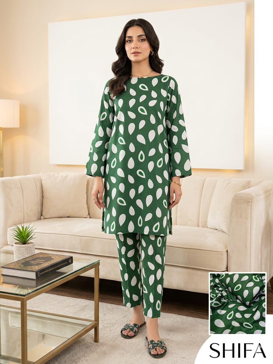 PC Cotton Printed Unstitch 2 Pieces Set